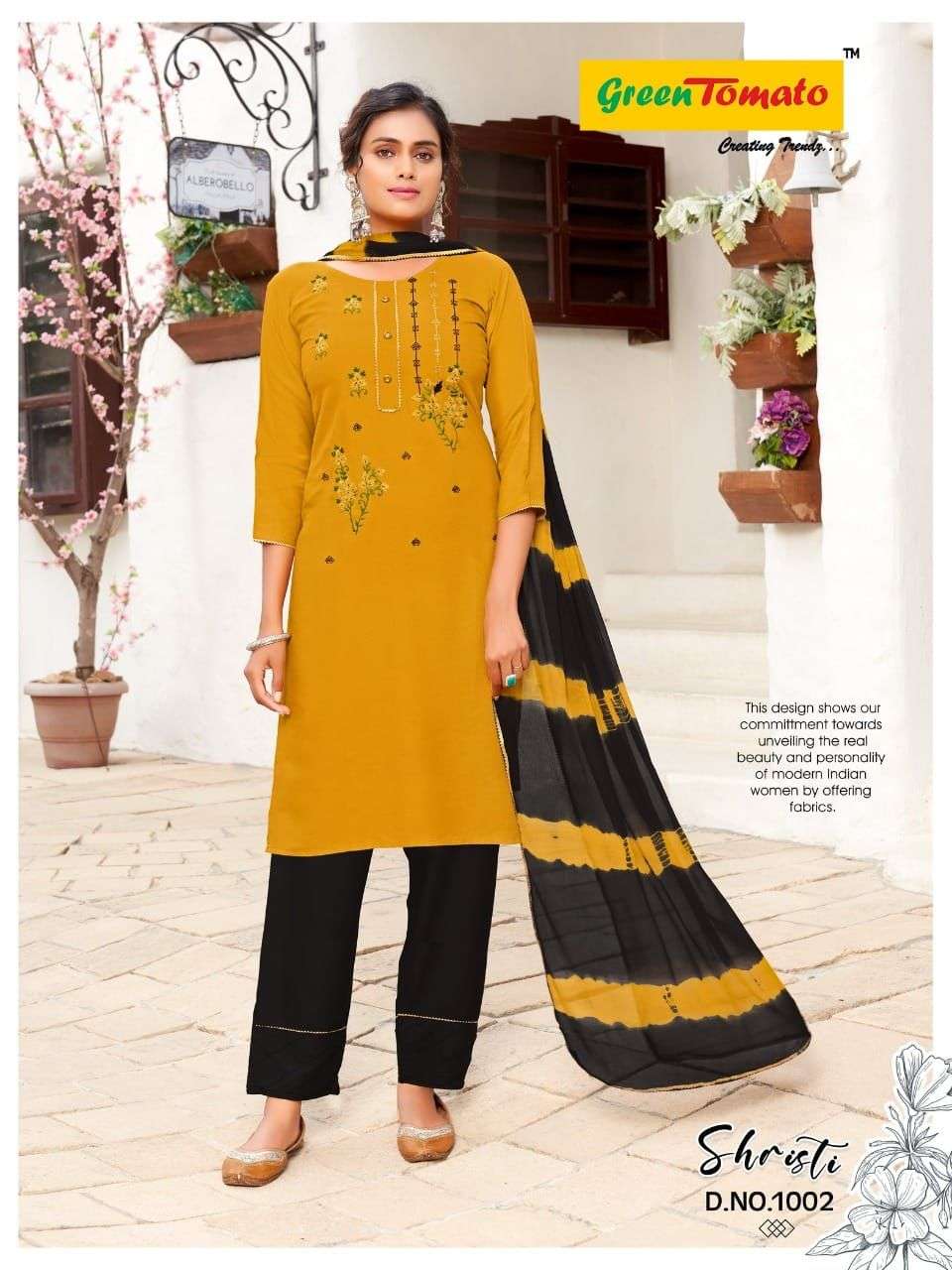 Shrishti Heavy Rayon Top Pant With Shibori Dying Dupatta embroidery Work On Wholesale