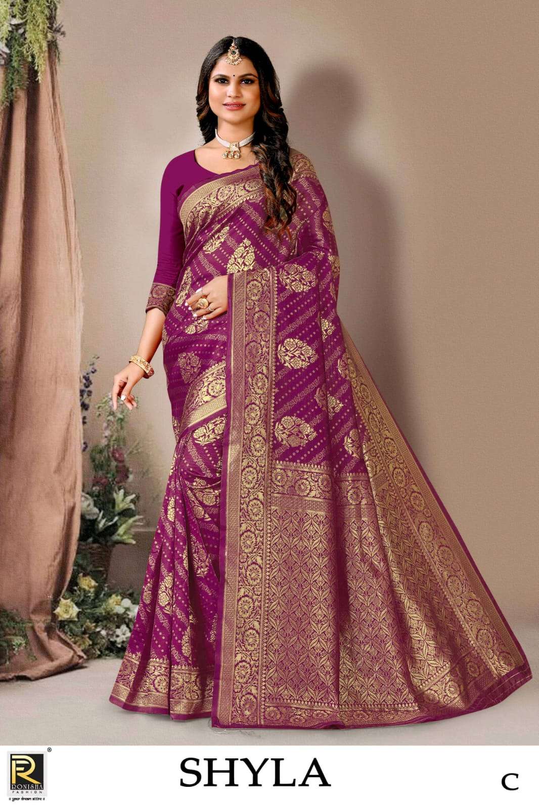 Ronisha Shyla Present Fabric Silk Casual Wear Saree Collection On Wholesale