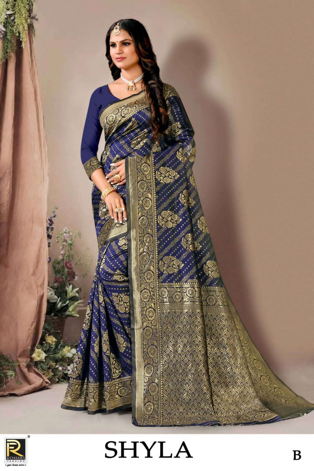 Ronisha Shyla Present Fabric Silk Casual Wear Saree Collection On Wholesale