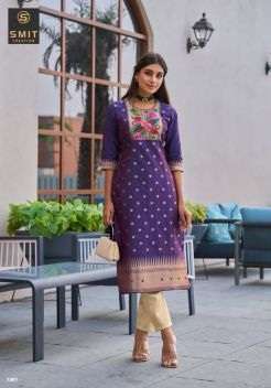Smit Maya Silk With Paithani Designer Stright Readymade Kurti On Wholesale