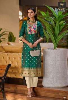 Smit Maya Silk With Paithani Designer Stright Readymade Kurti On Wholesale