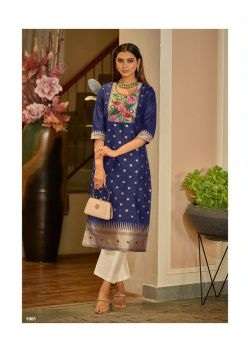Smit Maya Silk With Paithani Designer Stright Readymade Kurti On Wholesale