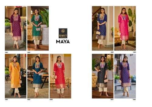 Smit Maya Silk With Paithani Designer Stright Readymade Kurti On Wholesale