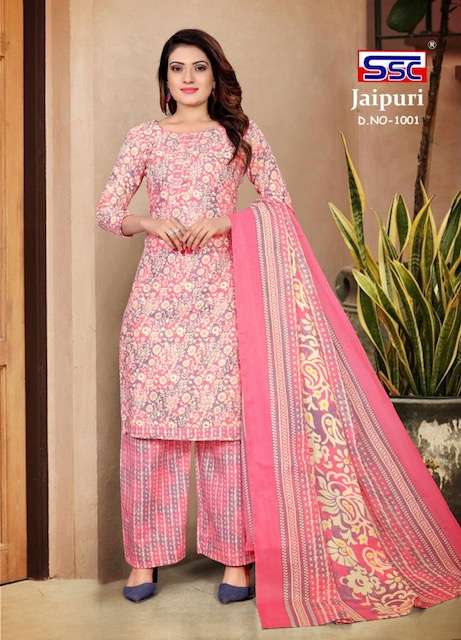 Ssc Jaipuri Soft Cotton Printed Kurti Bottom With Dupatta On Wholesale
