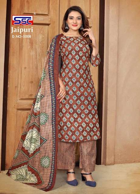 Ssc Jaipuri Soft Cotton Printed Kurti Bottom With Dupatta On Wholesale