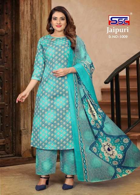 Ssc Jaipuri Soft Cotton Printed Kurti Bottom With Dupatta On Wholesale