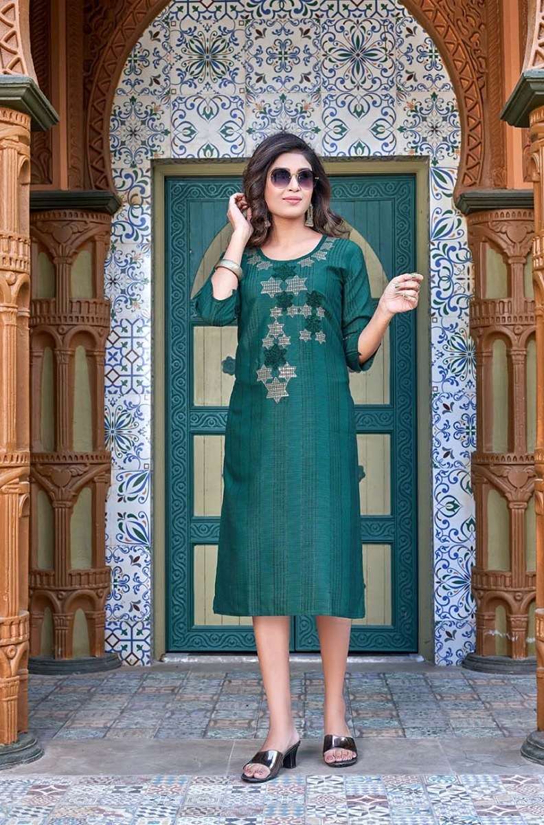 Superstar Kurti Heavy lining Rayon With Embroidery & Manual Work On Wholesale