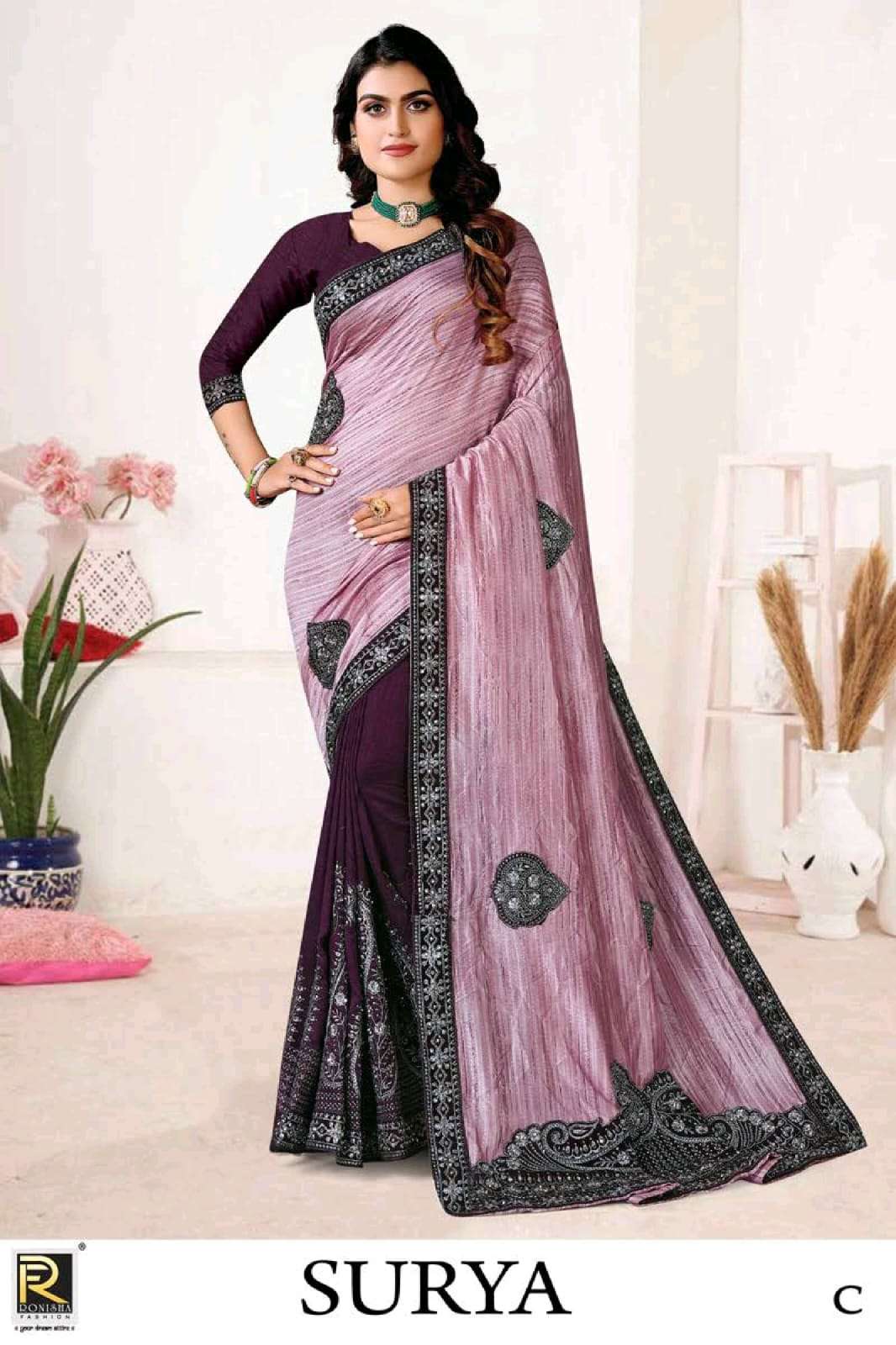 Ronisha Surya Present Fabric Vichitra Silk  Heavy Diamond Embroidery Worked On Wholesale