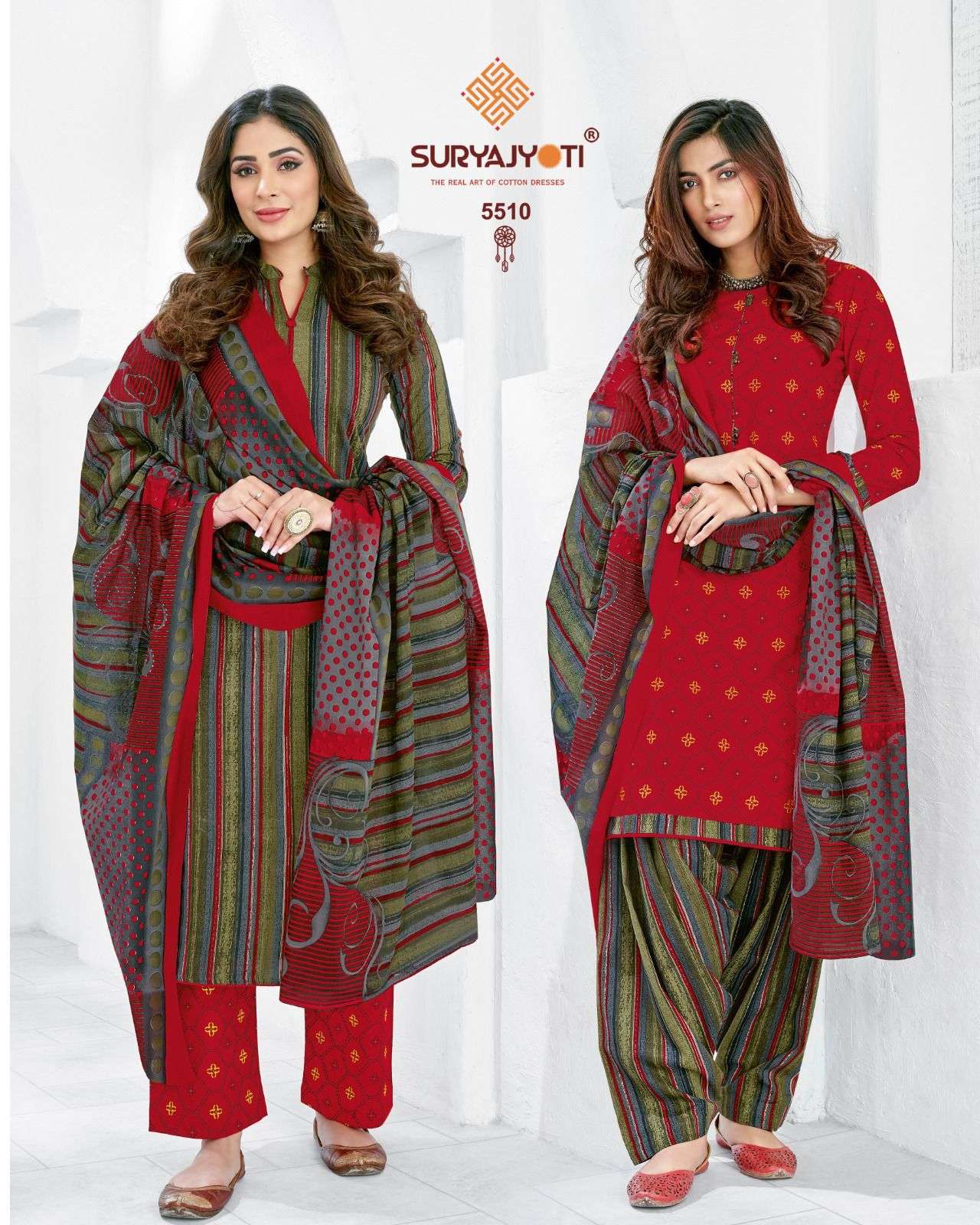Suryajyoti Vol 55 Trendy Pure Cotton Print Top Bottom With Dupatta On Wholesale