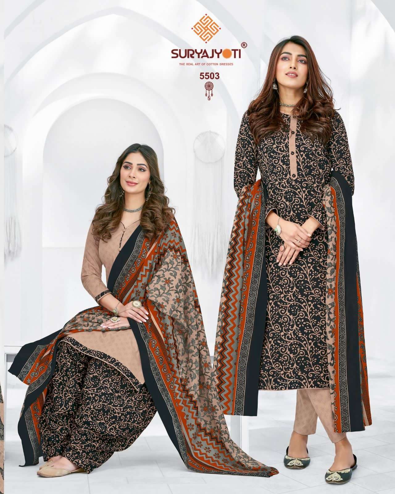 Suryajyoti Vol 55 Trendy Pure Cotton Print Top Bottom With Dupatta On Wholesale