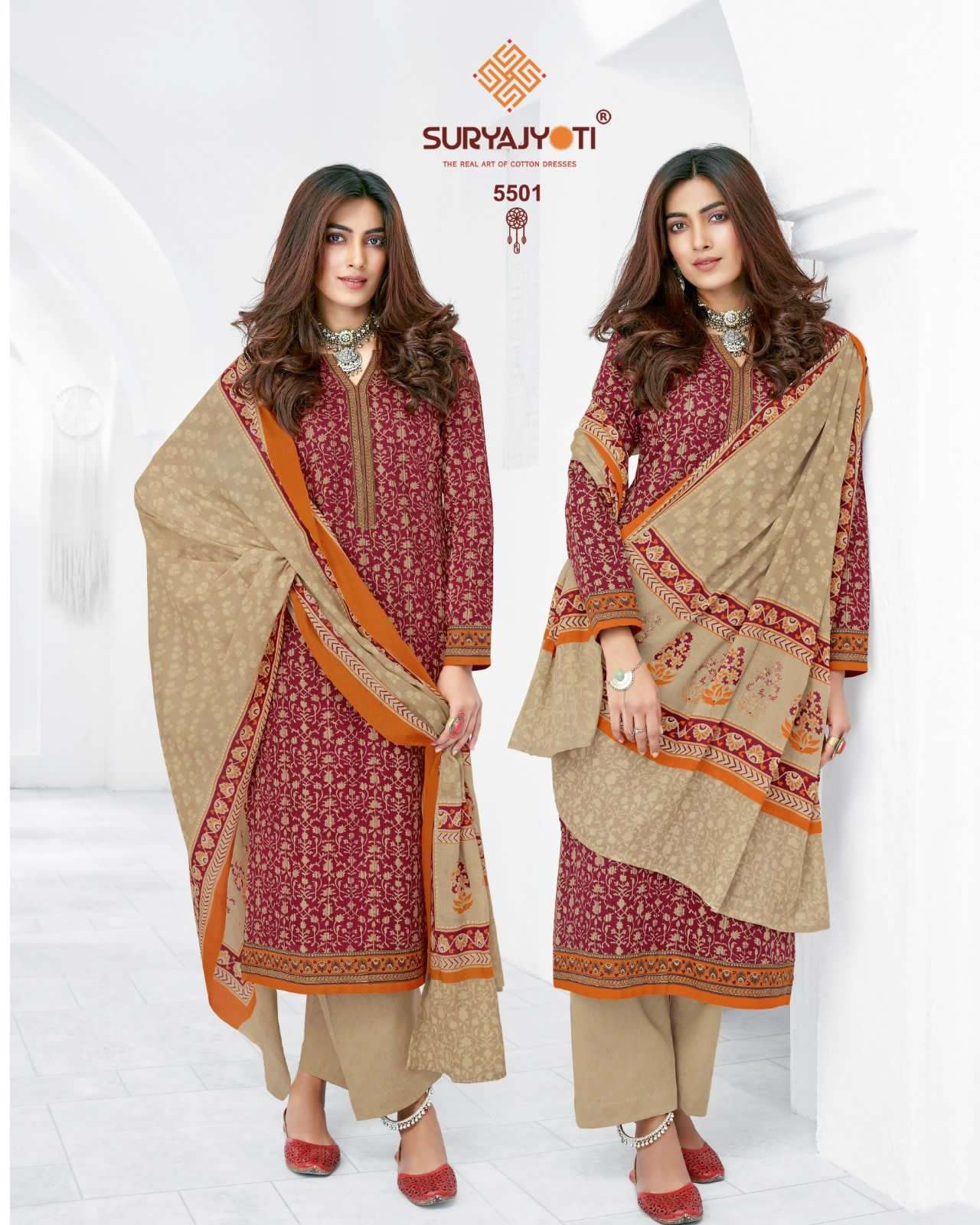Suryajyoti Vol 55 Trendy Pure Cotton Print Top Bottom With Dupatta On Wholesale