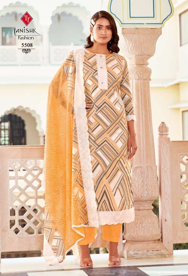 Tanishk Firdous Fancy Pure Cotton Print Dress Material On Wholesale