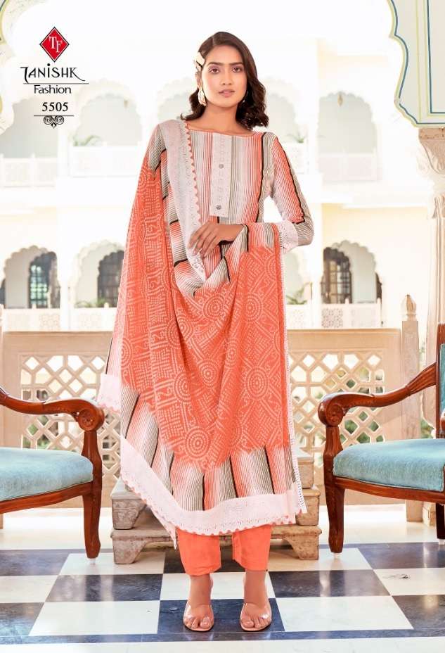 Tanishk Firdous Fancy Pure Cotton Print Dress Material On Wholesale