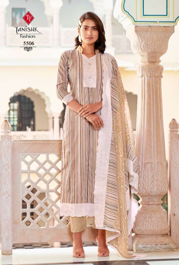 Tanishk Firdous Fancy Pure Cotton Print Dress Material On Wholesale