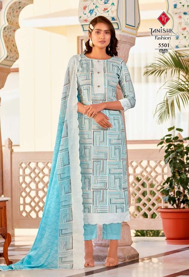 Tanishk Firdous Fancy Pure Cotton Print Dress Material On Wholesale