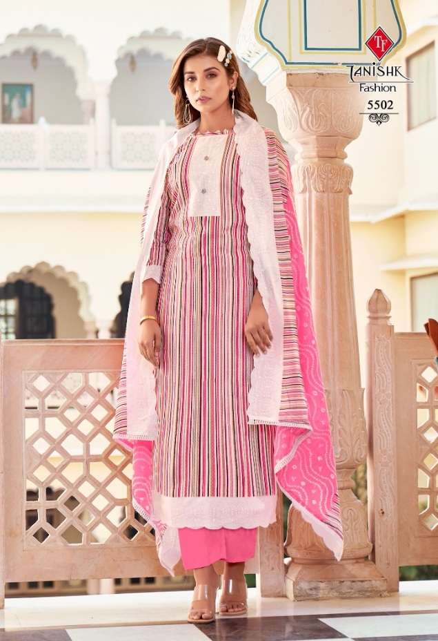 Tanishk Firdous Fancy Pure Cotton Print Dress Material On Wholesale