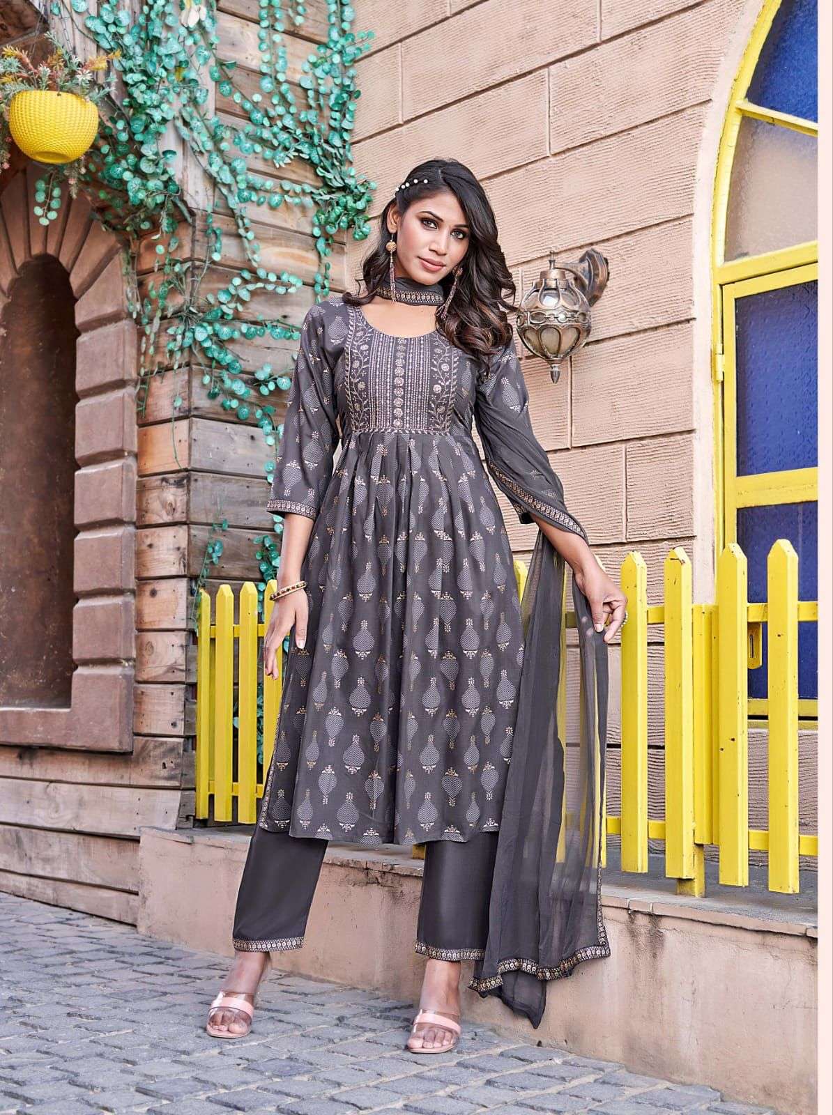 Tips & Tops Gungun Vol 02 Embroidered Nyra Collection Kurtapant Set On Wholesale