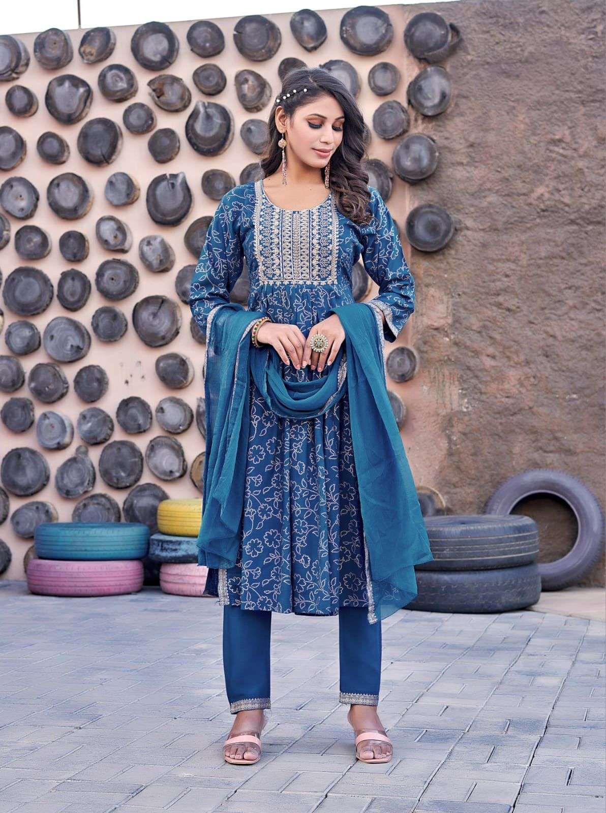 Tips & Tops Gungun Vol 02 Embroidered Nyra Collection Kurtapant Set On Wholesale