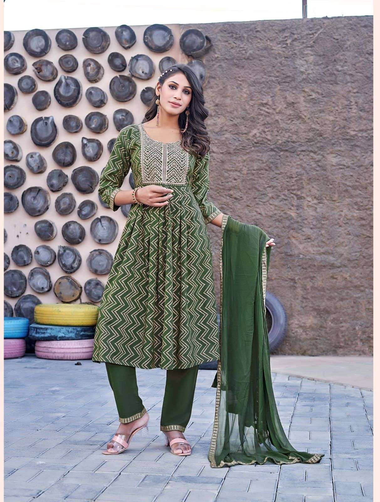 Tips & Tops Gungun Vol 02 Embroidered Nyra Collection Kurtapant Set On Wholesale
