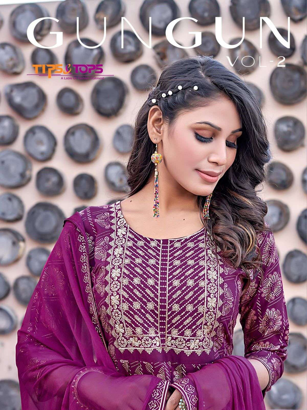Tips & Tops Gungun Vol 02 Embroidered Nyra Collection Kurtapant Set On Wholesale