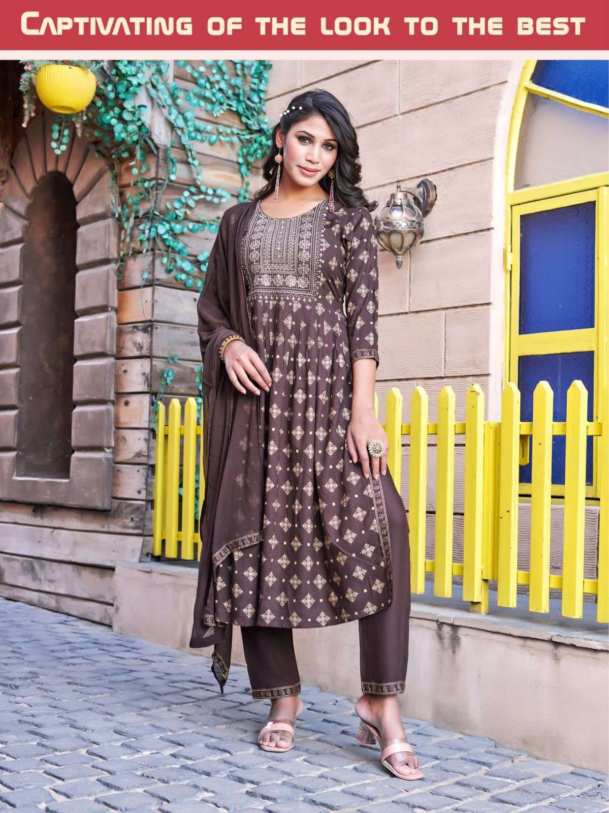 Tips & Tops Gungun Vol 02 Embroidered Nyra Collection Kurtapant Set On Wholesale