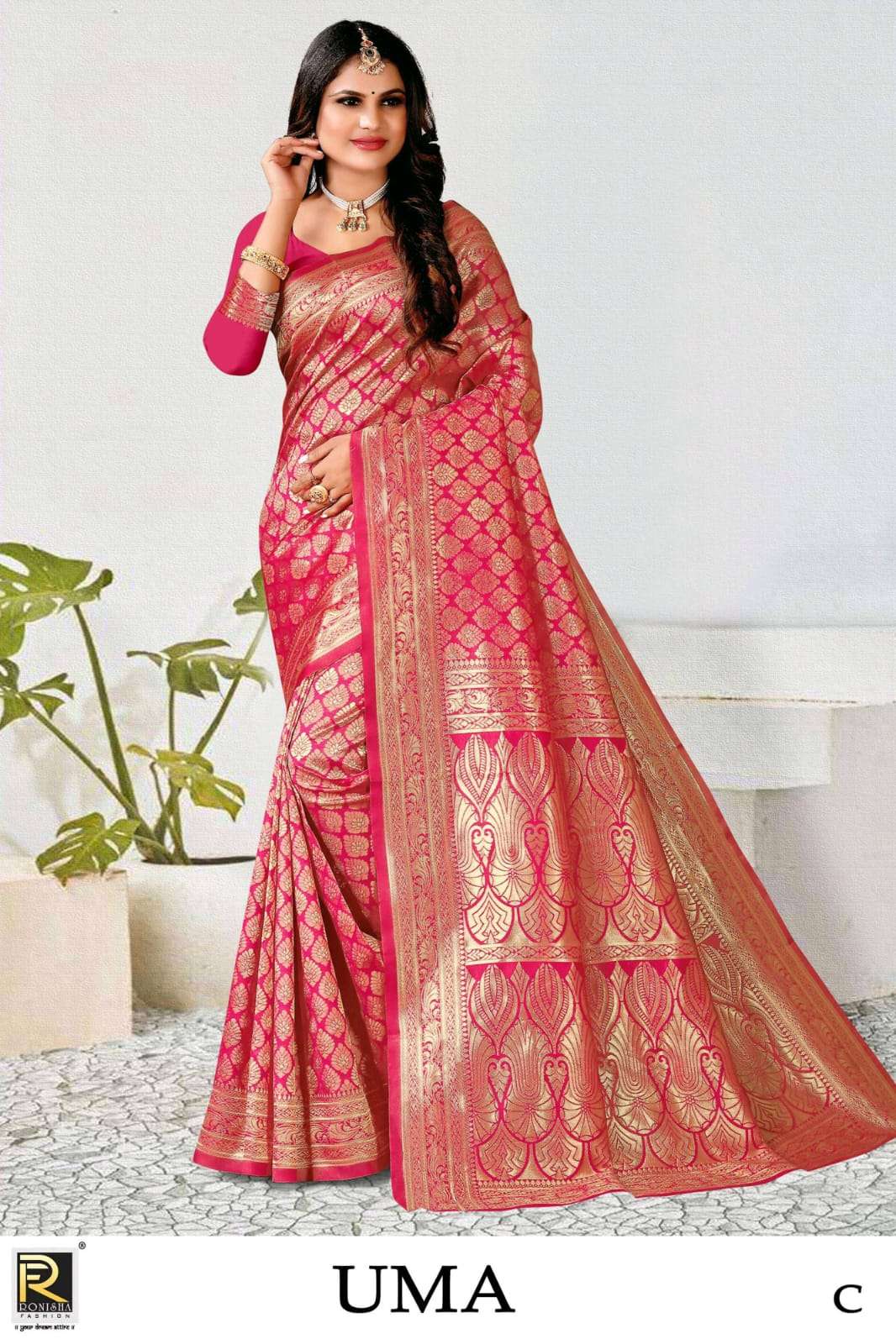 Ronisha Uma Present Fabric Silk Casual Wear Saree Collection On Wholesale