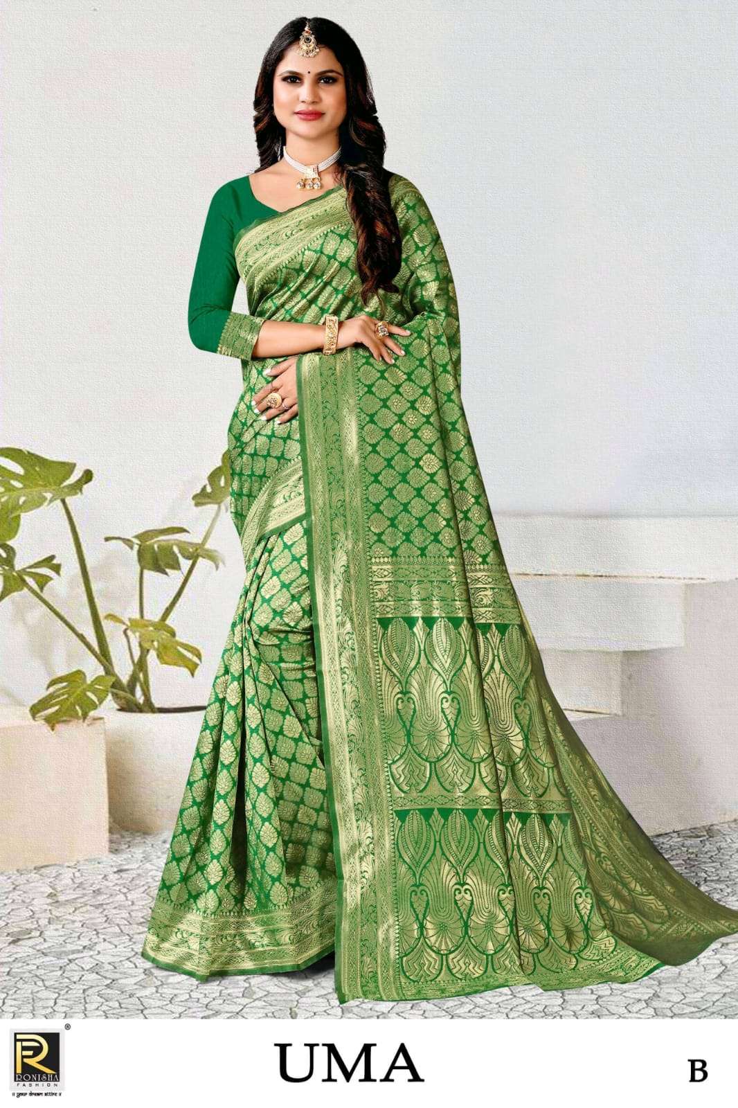 Ronisha Uma Present Fabric Silk Casual Wear Saree Collection On Wholesale