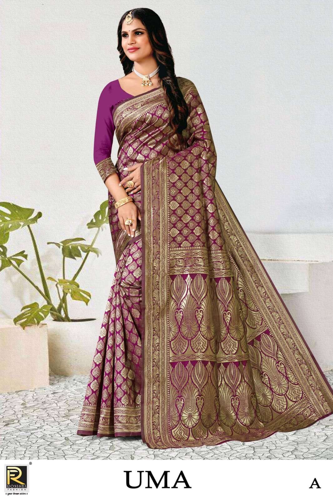 Ronisha Uma Present Fabric Silk Casual Wear Saree Collection On Wholesale