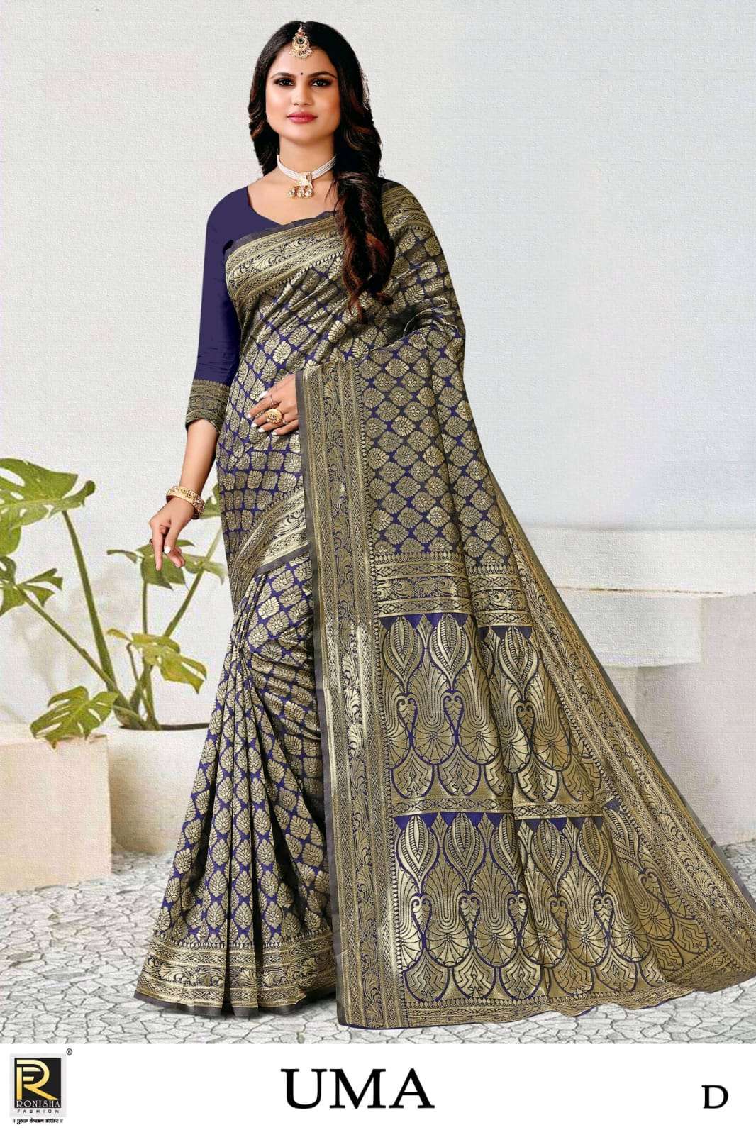 Ronisha Uma Present Fabric Silk Casual Wear Saree Collection On Wholesale