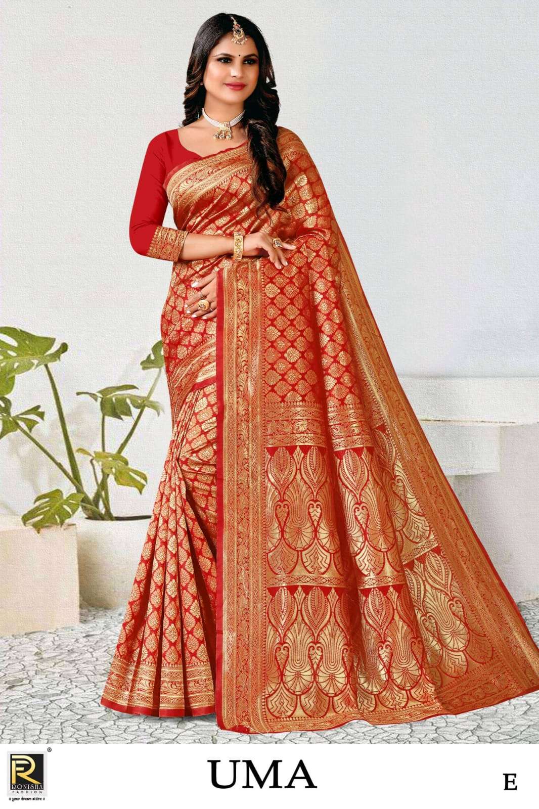 Ronisha Uma Present Fabric Silk Casual Wear Saree Collection On Wholesale