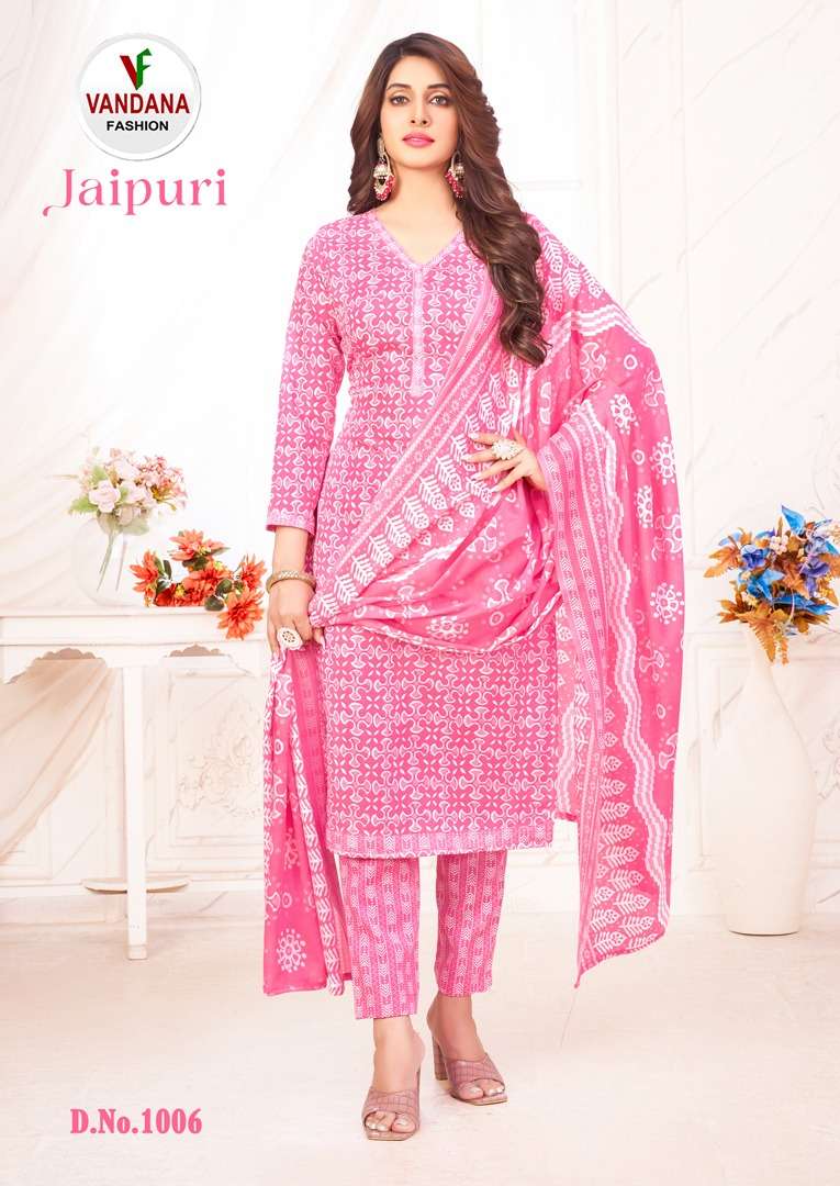 Vandana Jaipuri Vol 1 Pure Cotton Top Bottom With Dupatta On Wholesale