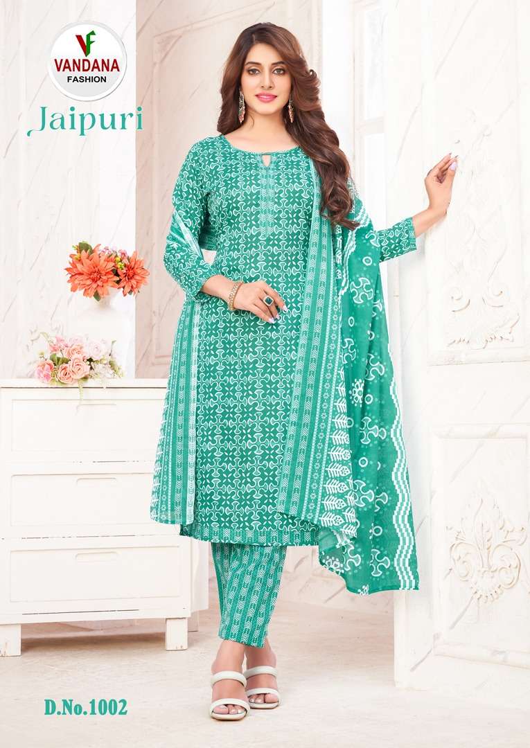 Vandana Jaipuri Vol 1 Pure Cotton Top Bottom With Dupatta On Wholesale