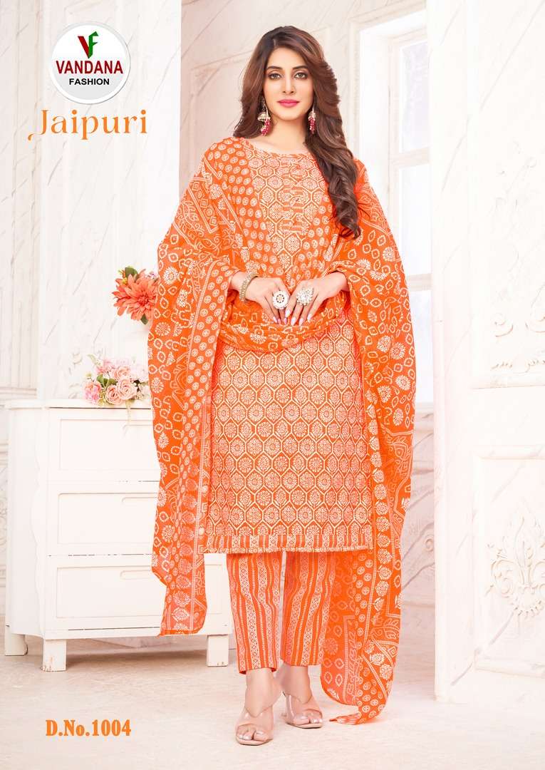 Vandana Jaipuri Vol 1 Pure Cotton Top Bottom With Dupatta On Wholesale
