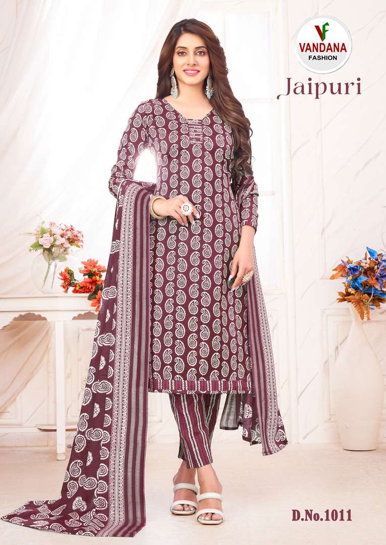 Vandana Jaipuri Vol 1 Pure Cotton Top Bottom With Dupatta On Wholesale