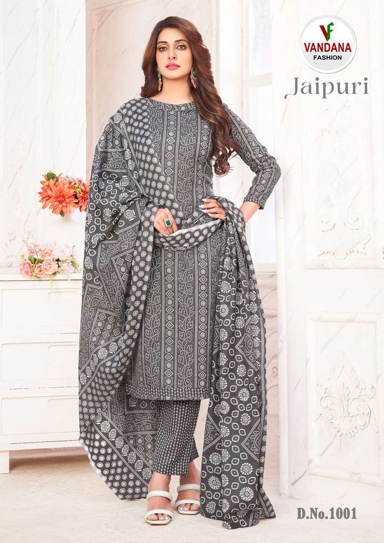 Vandana Jaipuri Vol 1 Pure Cotton Top Bottom With Dupatta On Wholesale