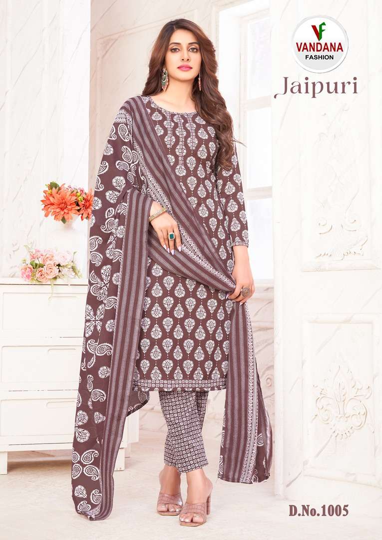 Vandana Jaipuri Vol 1 Pure Cotton Top Bottom With Dupatta On Wholesale