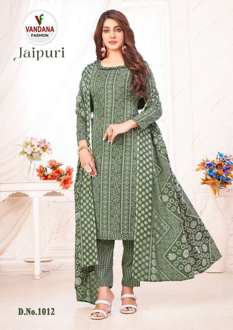 Vandana Jaipuri Vol 1 Pure Cotton Top Bottom With Dupatta On Wholesale