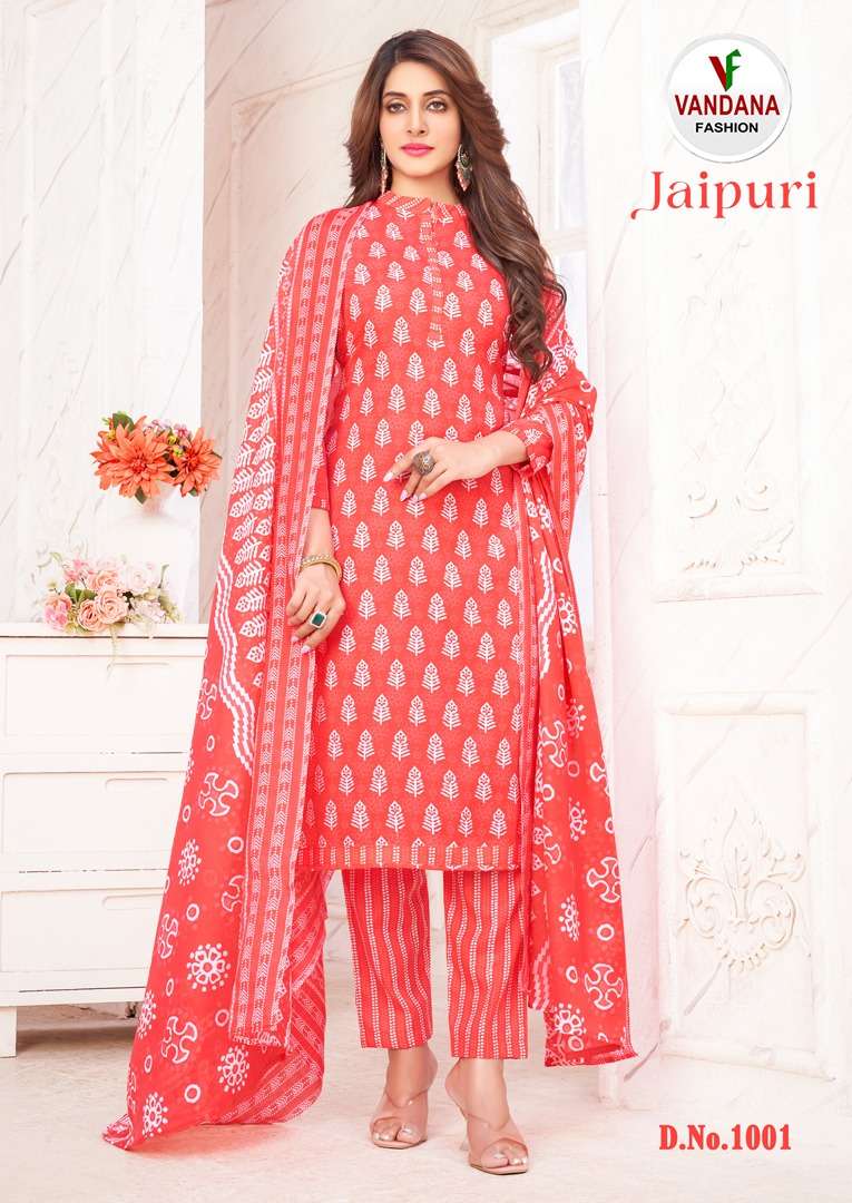 Vandana Jaipuri Vol 1 Pure Cotton Top Bottom With Dupatta On Wholesale