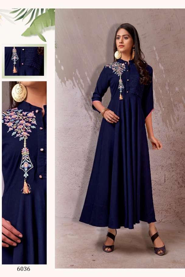 Vardan Fame Vol 2 Rayon Long Gown Style Latest Kurtis On Wholesale 