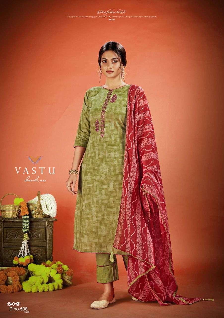 Vastu Tex Netra Vol 5 Lawn Cotton Satin Suits On Wholesale