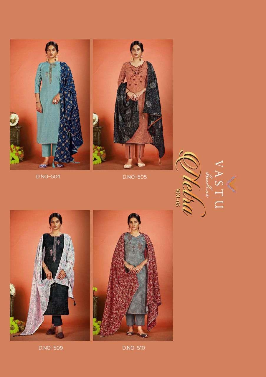Vastu Tex Netra Vol 5 Lawn Cotton Satin Suits On Wholesale