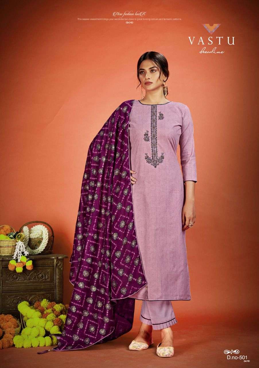 Vastu Tex Netra Vol 5 Lawn Cotton Satin Suits On Wholesale