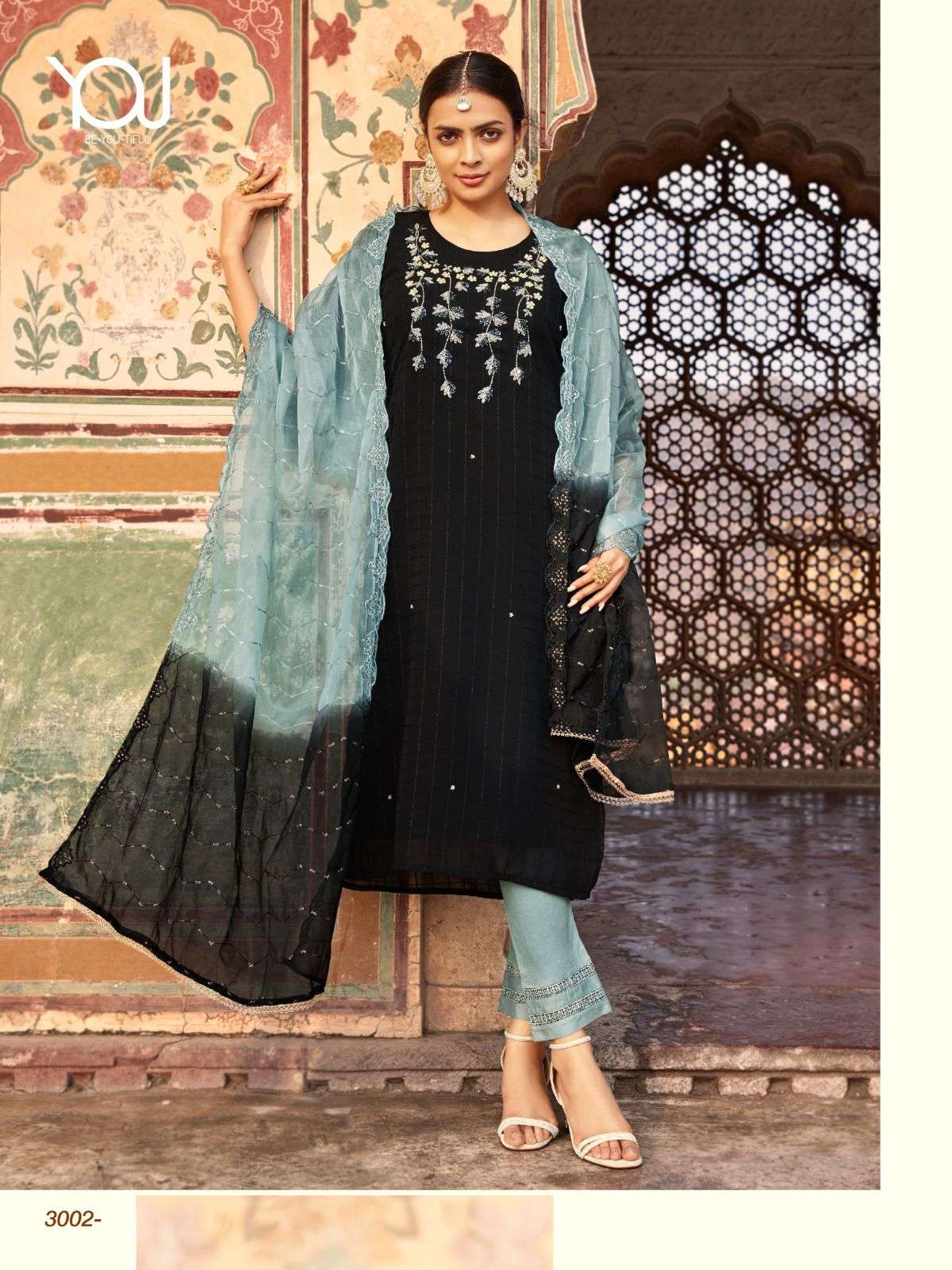 Wanna Product Paradise 7 Fancy Rayon Hand Work Kurti With Pant & Dupatta On Wholesale