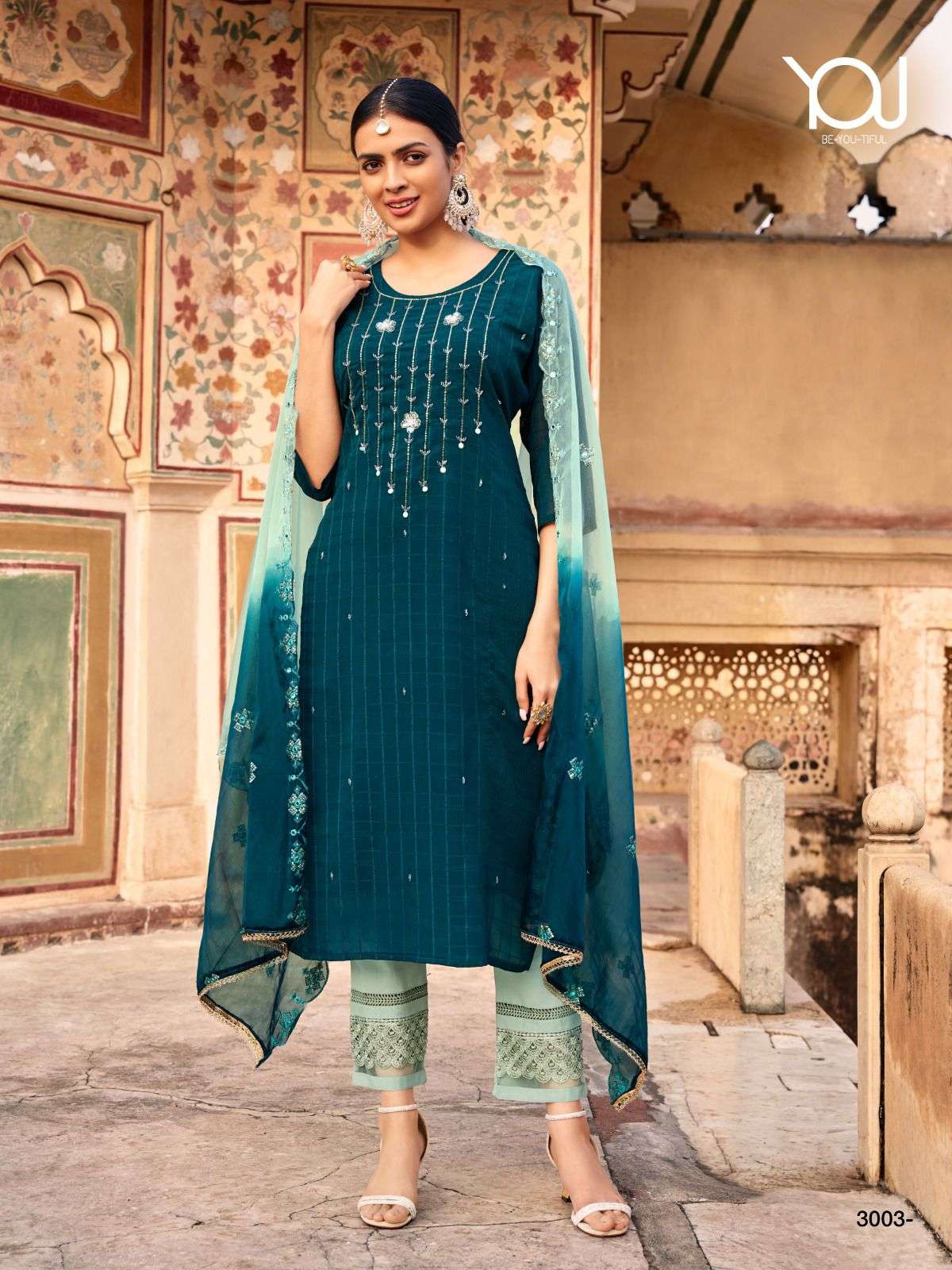 Wanna Product Paradise 7 Fancy Rayon Hand Work Kurti With Pant & Dupatta On Wholesale