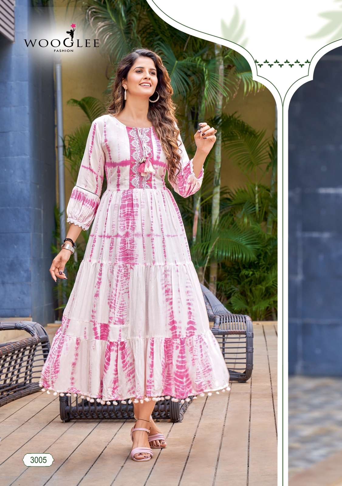 Wooglee Rangmunch Viscose Rayon Anarkali Kurti On Wholesale