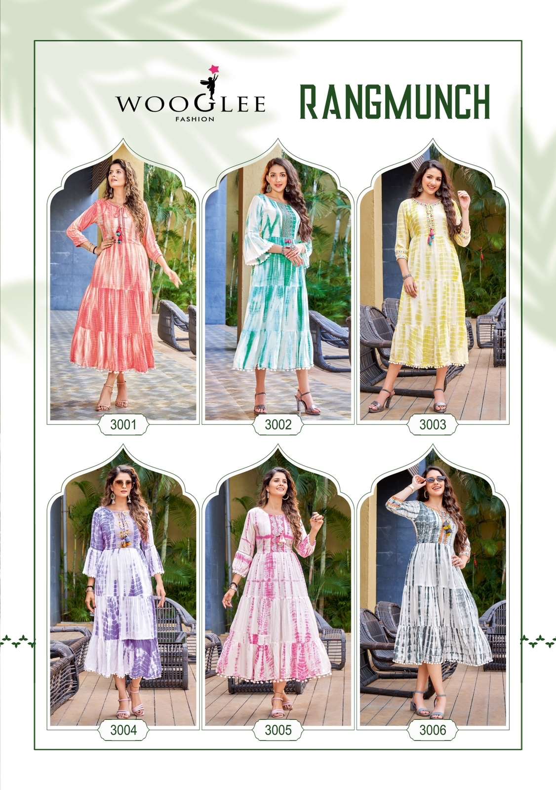 Wooglee Rangmunch Viscose Rayon Anarkali Kurti On Wholesale
