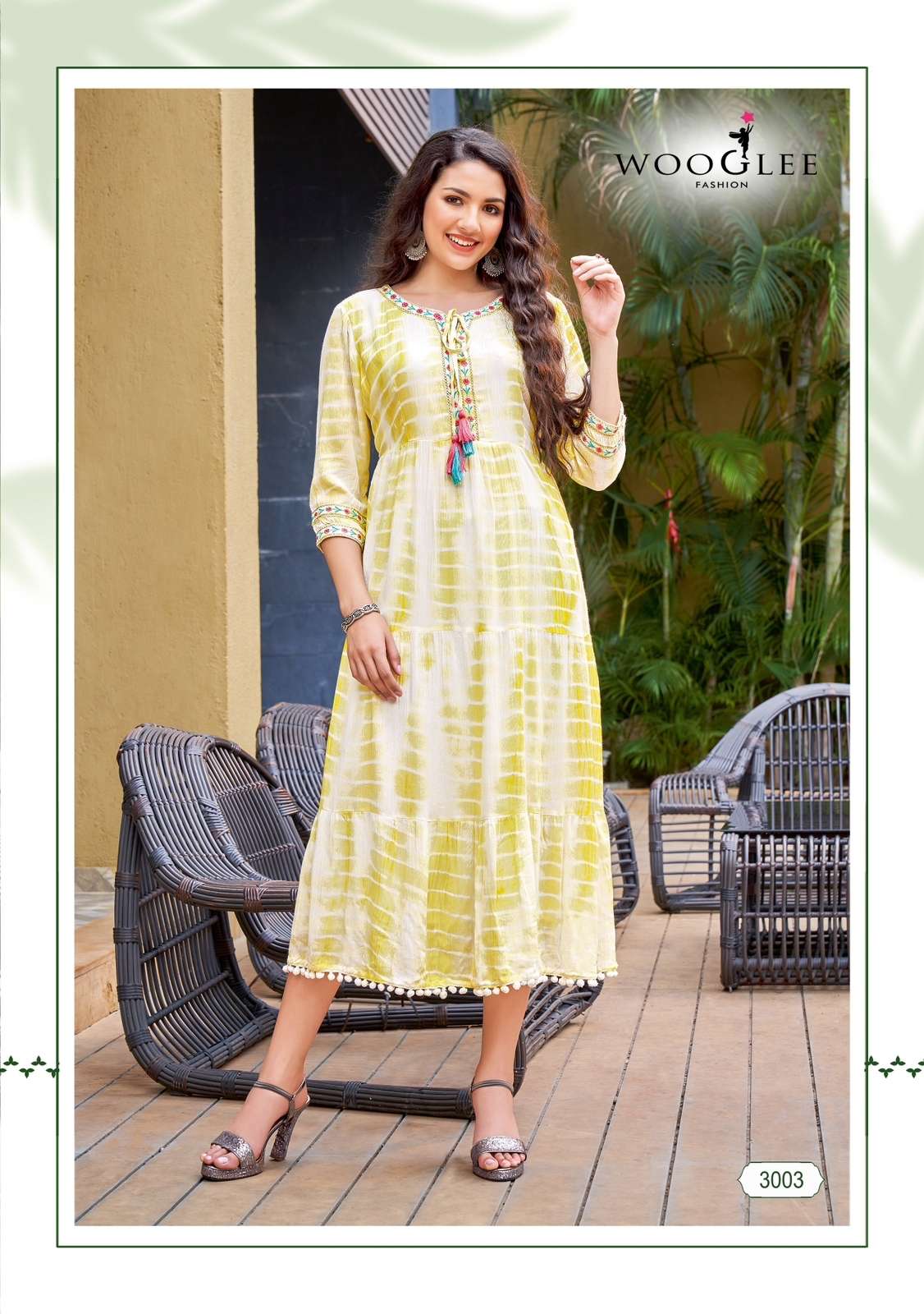 Wooglee Rangmunch Viscose Rayon Anarkali Kurti On Wholesale