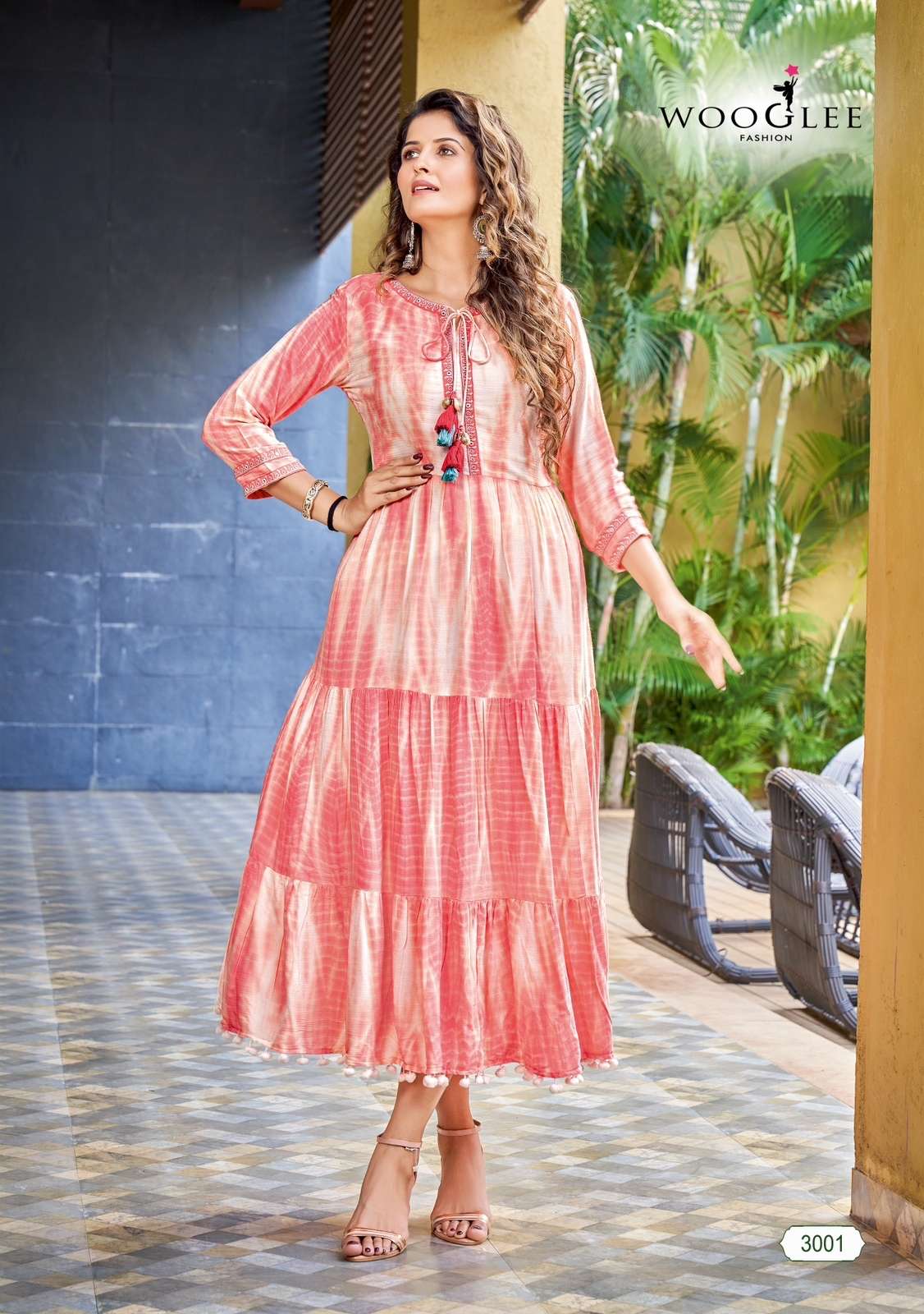 Wooglee Rangmunch Viscose Rayon Anarkali Kurti On Wholesale