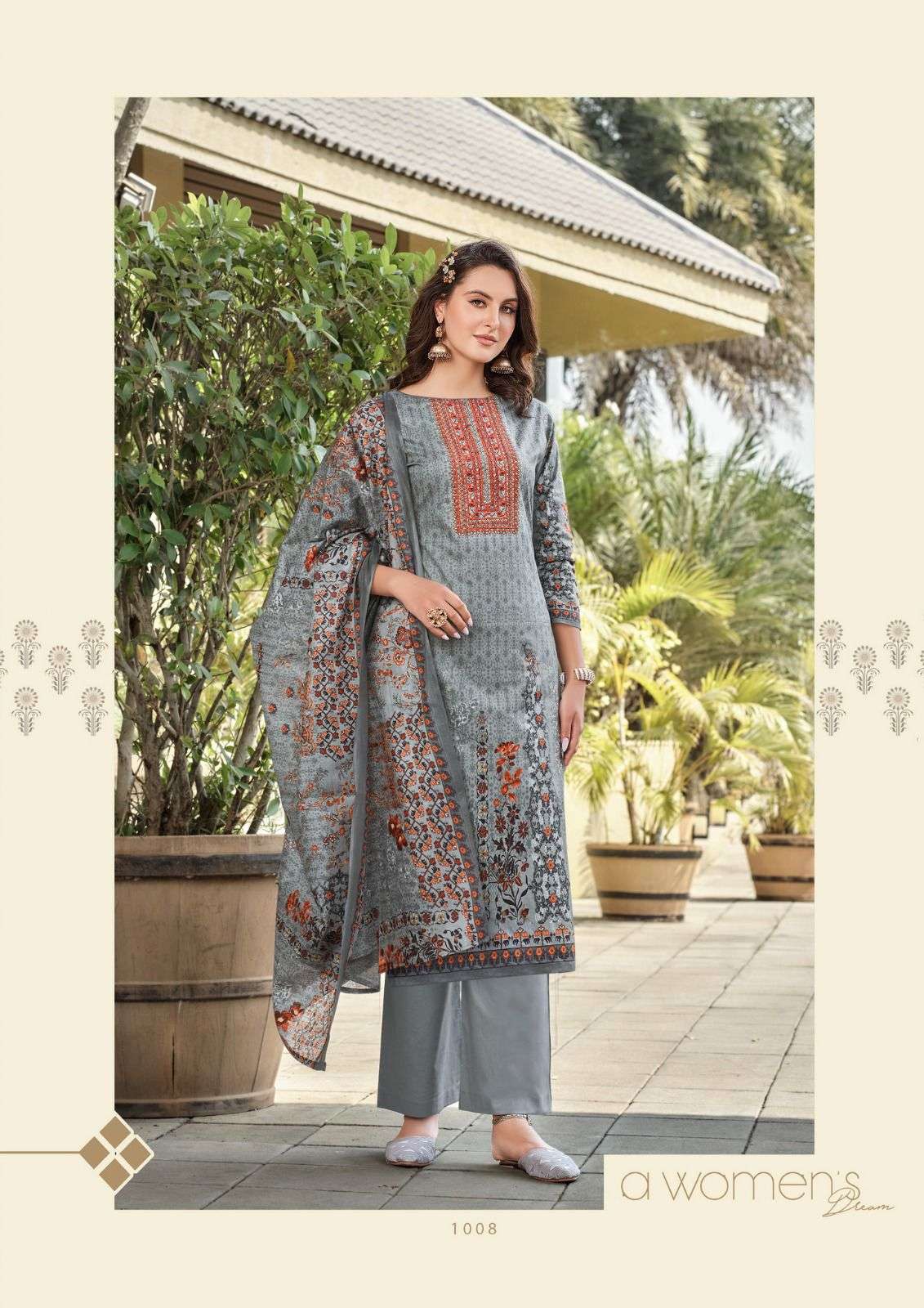 Yashika Trends Muskan Heavy Cotton Karachi Print Self Embroidery On Wholesale