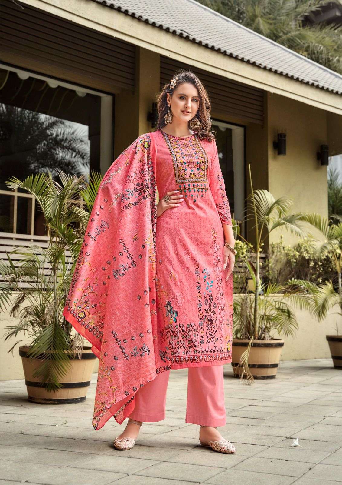 Yashika Trends Muskan Heavy Cotton Karachi Print Self Embroidery On Wholesale